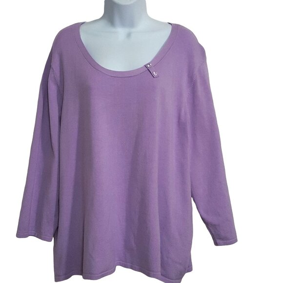Apt 9 Womens Blouse Stretch Knit Top 3X Purple 3/4 Sleeve - Picture 2 of 9